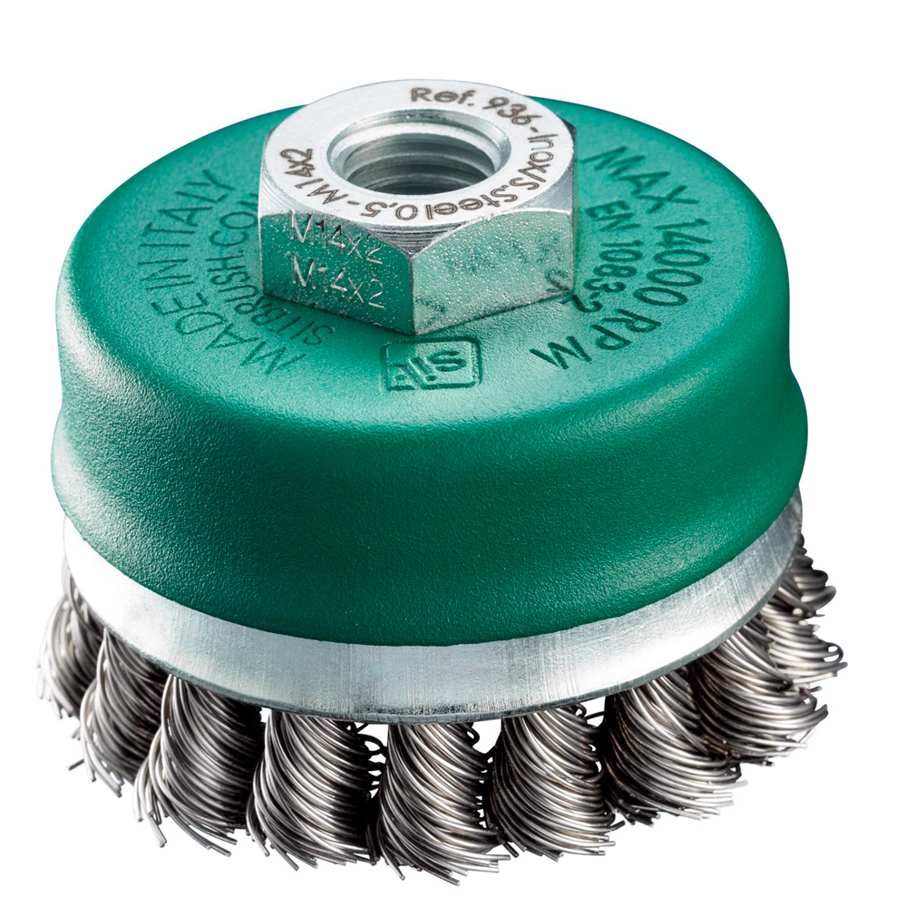 CEPILLO DE TAZA CON ALAMBRES TRENZADOS EN ACERO INOX CON ANILLO DE RETENCIÓN - SIT